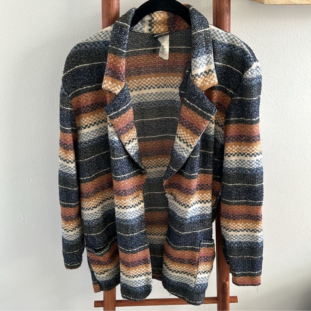 Vintage Knit Patterned Blazer Button Jacket - image 8